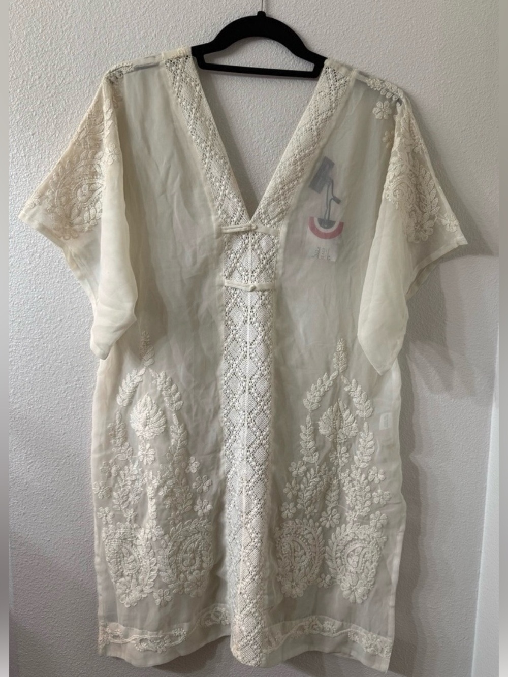 Young Threads Sheer Tunic Top, Cream Colored, S/M - Picture 2 of 7